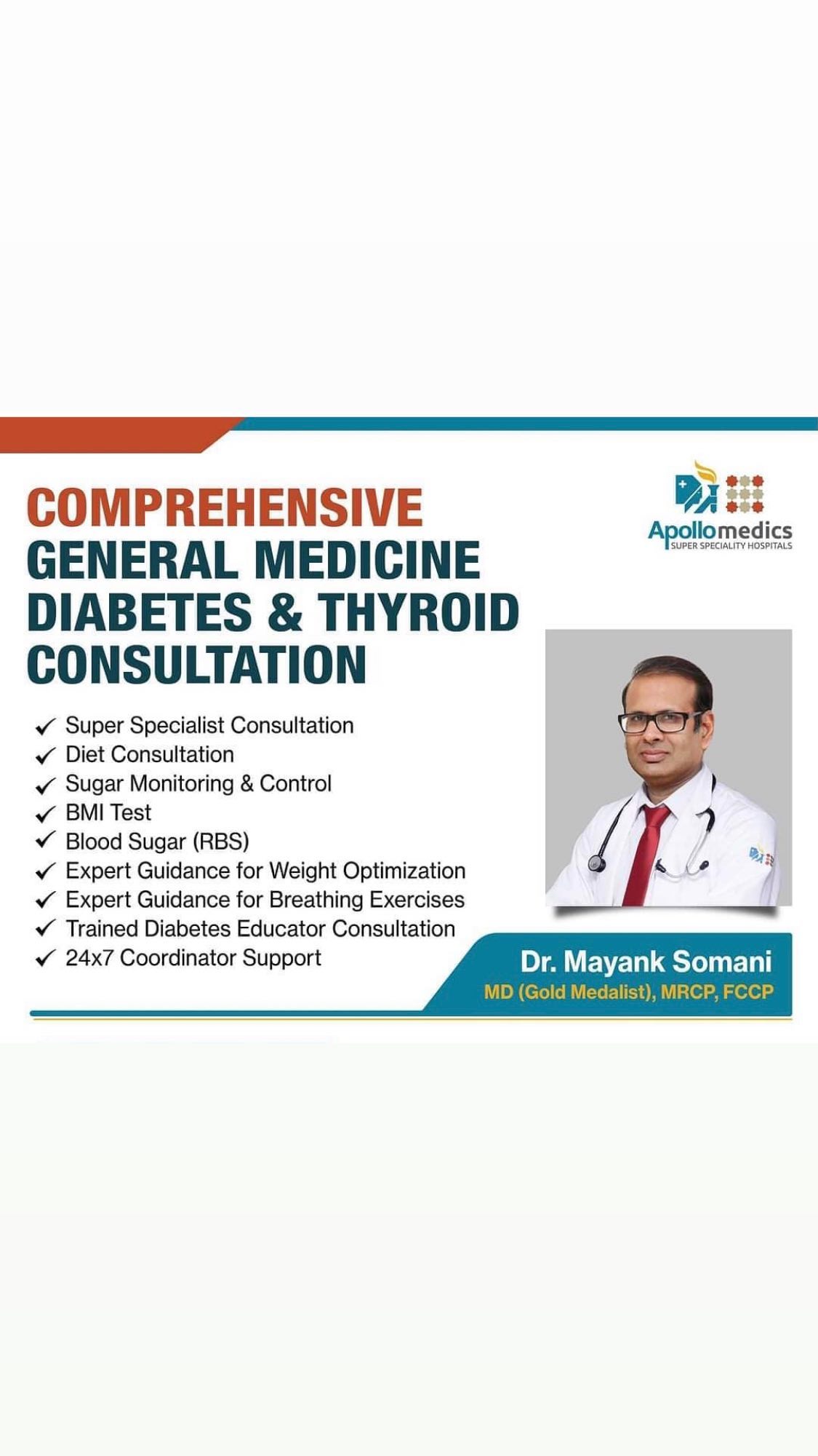 Dr. Mayank Somani — Comprehensive Consultation, Apollomedics Lucknow